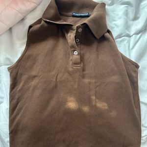 Brown Brandy Melville woman’s polo crop top